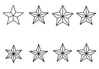 Obraz premium Black line art of eight fivepointed stars in two rows on a white background