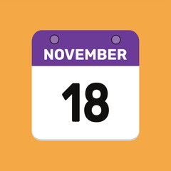 18 november calender icon text page monthly web design.