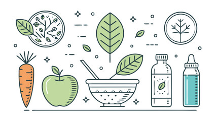 Vector Illustration of Healthy Food and Natural Elements