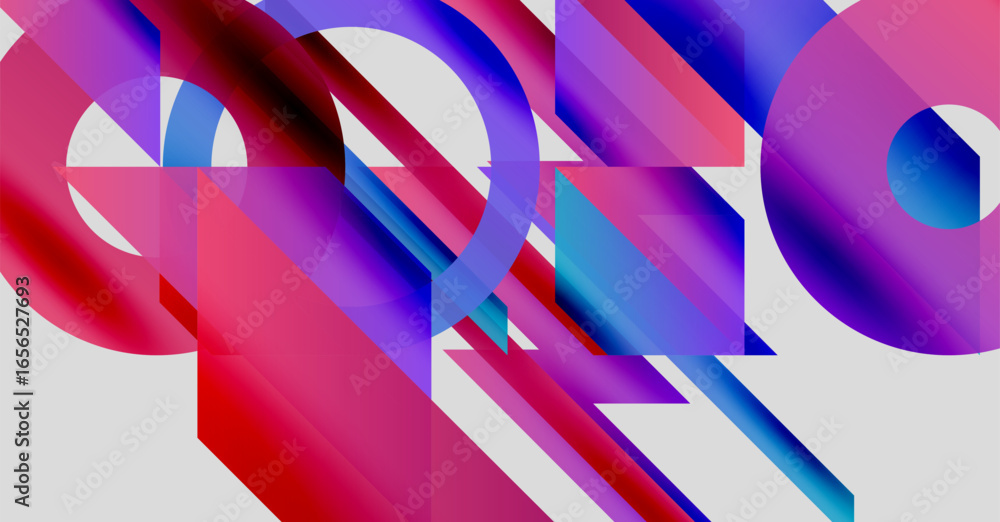 Poster abstract composition featuring overlapping colorful shapes. vivid gradients create dynamic visual ex