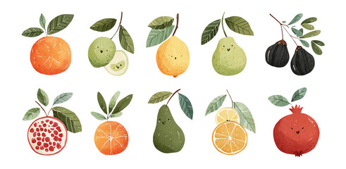 Obraz premium Colorful Fruit Set Isolated on Transparent Background for Design