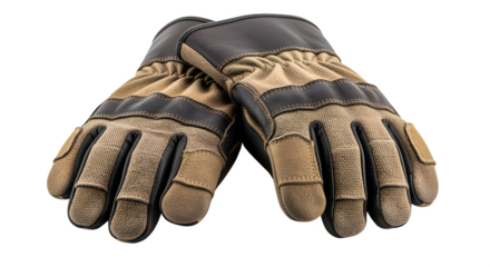 Industrial worker gloves with rough texture, isolated on white background