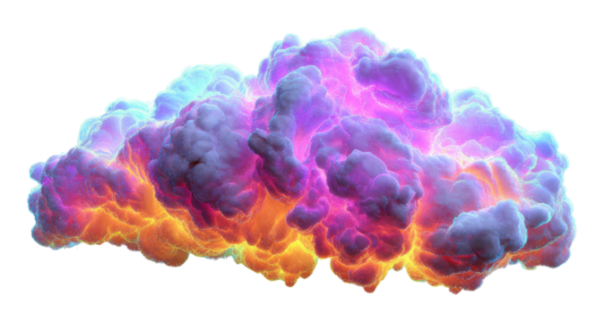Vibrant cloud formation displaying colorful energy digital abstract isolated on transparent background, png