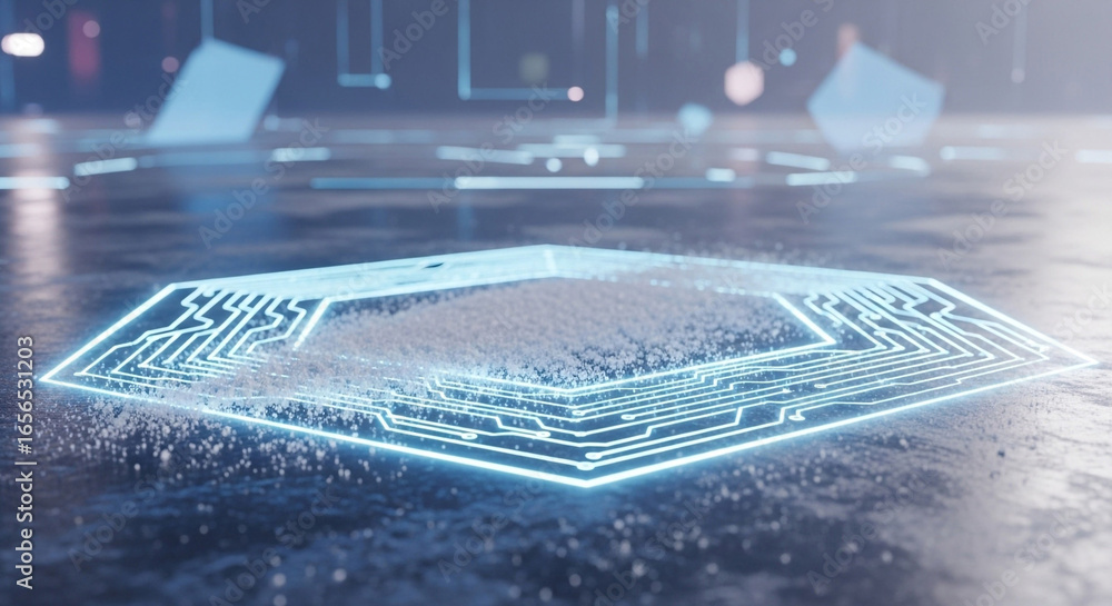 Poster Futuristic technology circuit board network system ai artificial intelligence data connection abstract design