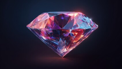 Multi-colored diamond, vibrant facets, dark background