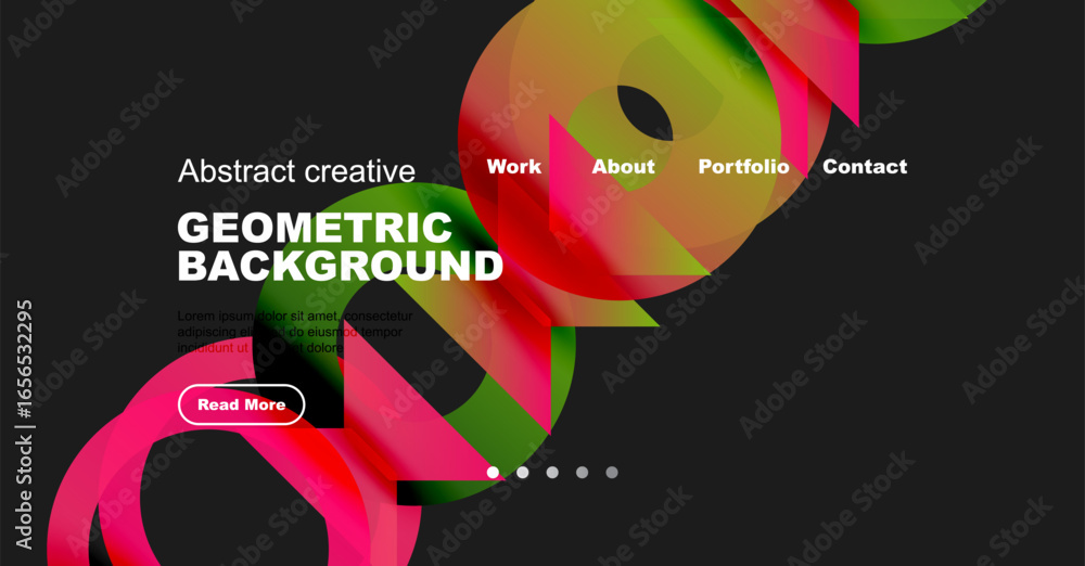 Poster abstract geometric design. vibrant colors blend, creating dynamic background. website header include
