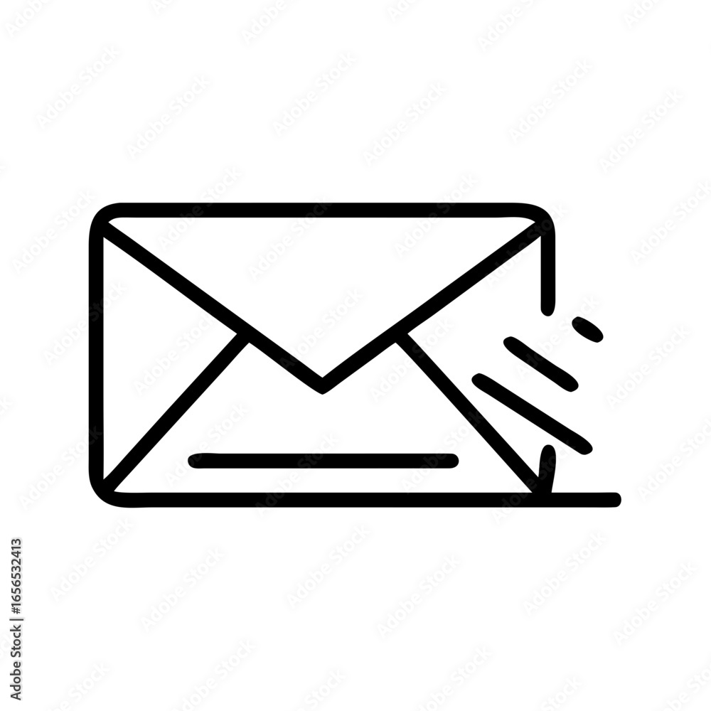 Aufkleber outline of an envelope with sending signal indicating an email being sent in a simple vector graphic