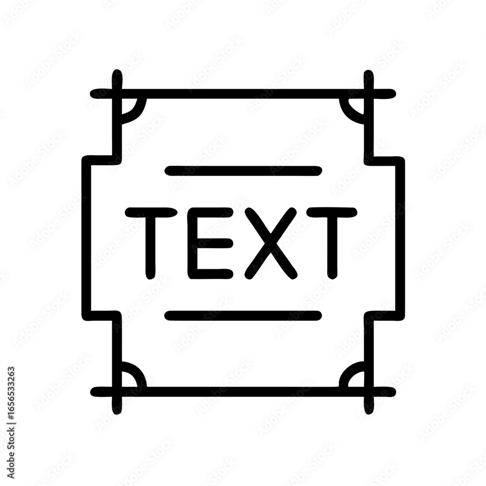 Poster text inside of a decorative square frame with corner accents and horizontal lines above and below te