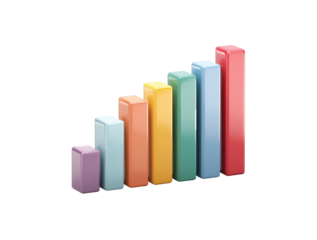 Bar Chart Statistics Icon 3D isolated on transparent background, Clipart png