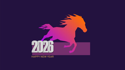 Year 2026 Happy New Year Card Template With Horse