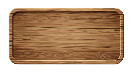 Wooden serving tray with a natural finish and textured pattern on a transparent background, cutout PNG