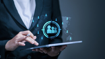 Business Target Audience with Global User Data on Digital Tablet