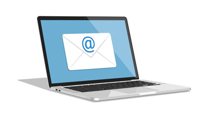 Digital correspondence via laptop screen, illustrating the concept of modern electronic communication and global messaging. A sleek device displaying an email icon for instant connectivity.