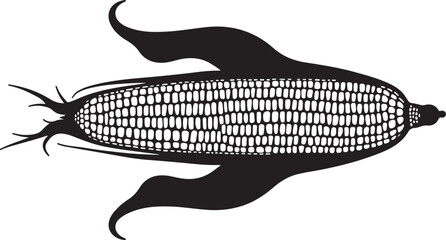 Maize Cob and Leaf Silhouette Set