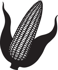 Maize Cob and Leaf Silhouette Set