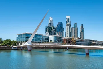 Keuken achterwand Buenos Aires View of Puerto Madero District with Bridge over Calm Water with Blue Sky in Buenos Aires, Argentina  © Nancy Pauwels
