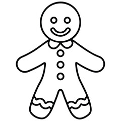Cute Gingerbread Outline Icon