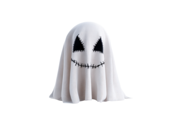 Spooky halloween ghost decoration isolated on transparent background