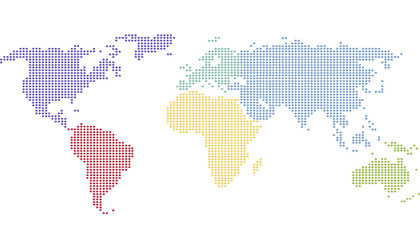 Dotted color world map vector.