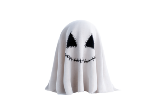 Spooky halloween ghost decoration isolated on transparent background