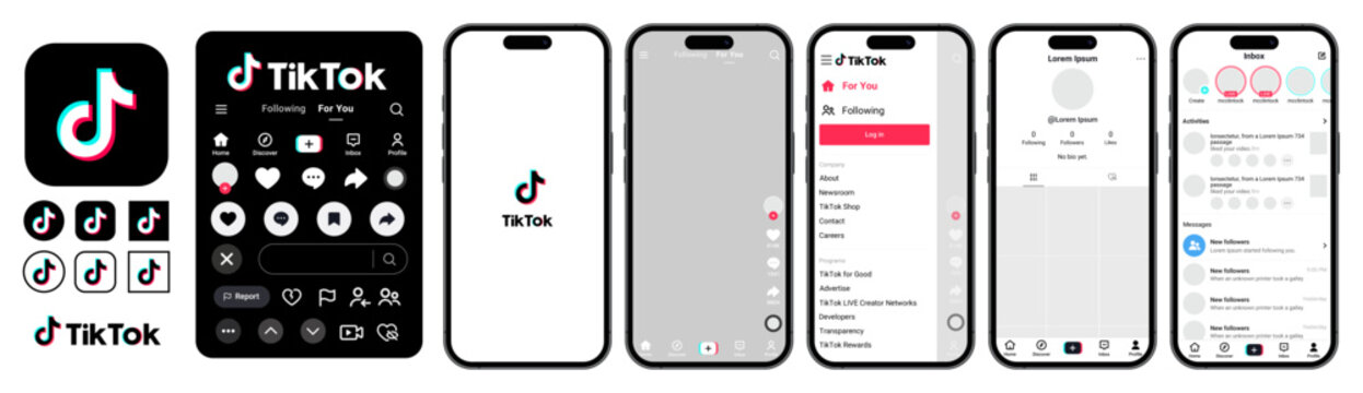 TikTok Mobile App Interface Template 2025 &ndash; Social Media UI Mockup (Editorial Illustration)