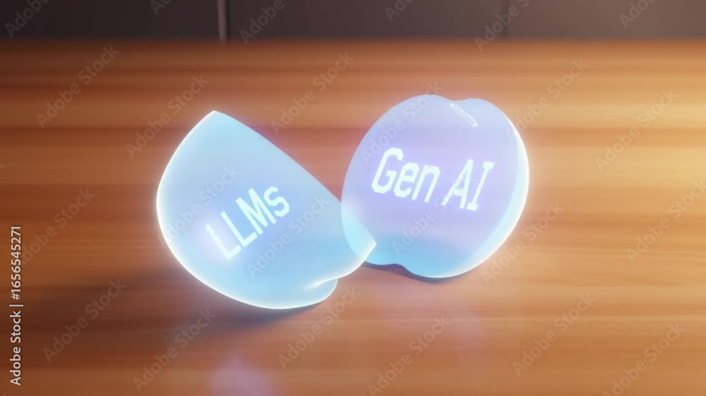 Aufkleber glowing apple symbolizing artificial intelligence splits open under sharp chef's knife, revealing in