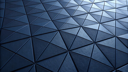 Dark blue geometric pattern with modern 3D triangle texture