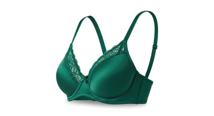 Emerald green push up bra with lace detailing showcasing smooth fabric and elegant design