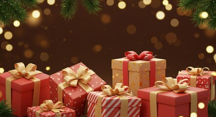 Festive Christmas Gift Boxes A Collection of Beautifully Wrapped Presents, Christmas Tree