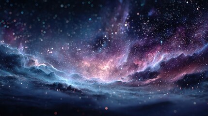 Fototapeta premium Cosmic Nebula with Stars, Galaxy Background, Space Art Illustration