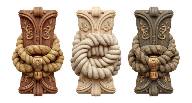 Decorative Knot Designs on Isolated Background in Three Colors