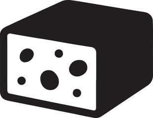 Tofu block silhouette icon, simple soy product design, healthy vegan food, cooking, and nutrition illustration.