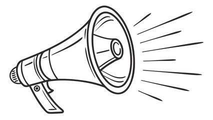 Illustration of a megaphone with sound waves emanating from it in a simple line drawing style