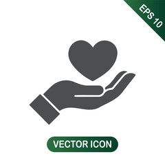 Hand holding a heart icon