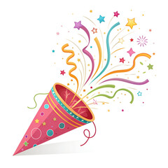 Glowing party popper festive neon illustration 