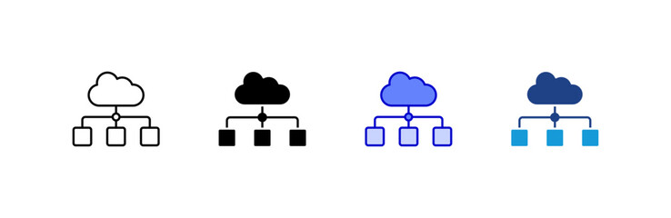 Algorithm icon set multiple style collection