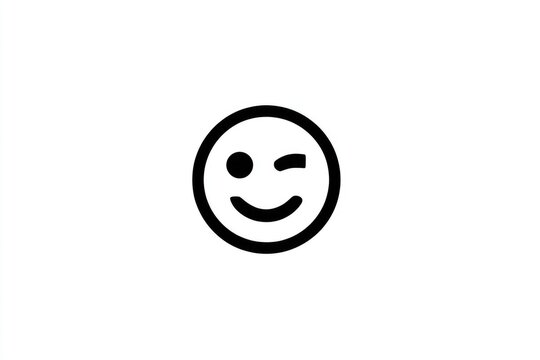 Winking emoticon, simple black design - Powered by Adobe