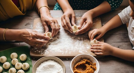 Generations Making Indian Modak Dumplings at Home