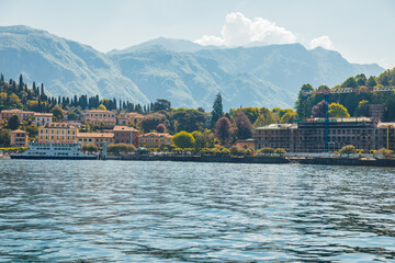Scenic panoramic view of Lake Como in northern Italy