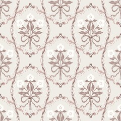  flowers Ikat Seamless Pattern • Bohemian Textile Design • Traditional Fabric Texture • Digital Background for Print and Crafts