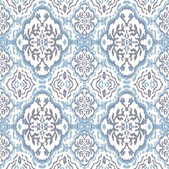  flowers Ikat Seamless Pattern • Bohemian Textile Design • Traditional Fabric Texture • Digital Background for Print and Crafts