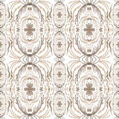  flowers Ikat Seamless Pattern • Bohemian Textile Design • Traditional Fabric Texture • Digital Background for Print and Crafts