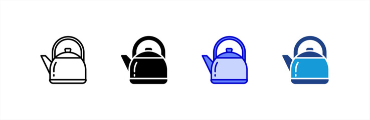 Kettle icon set multiple style collection
