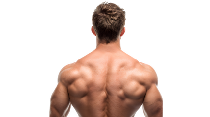 muscular young man back view isolated on white background, HD realistic