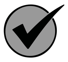 Black check mark inside a gray circle. © Shahid3383