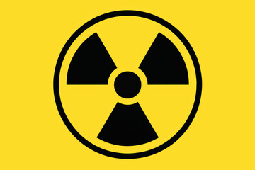 Radioactivity hazard radiation symbol with caution yellow background warning depicts nuclear danger and environmental safety