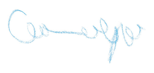 Light blue pencil hand writing strokes set on transparent background.