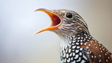 Fototapeta premium Close - up of Nestling with Open Beak, Wild Bird, Natural Ecology, Cute Animal Material