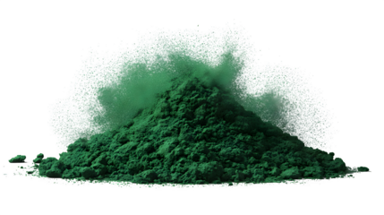 pile of green pigment powder isolated on white background, HD realistic