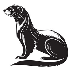 black ferret Silhouette Vector, High Quality Illustration on White Background